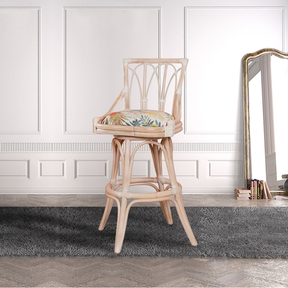 Armless Swivel Barstool and Counterstool in Washed Linen Finish