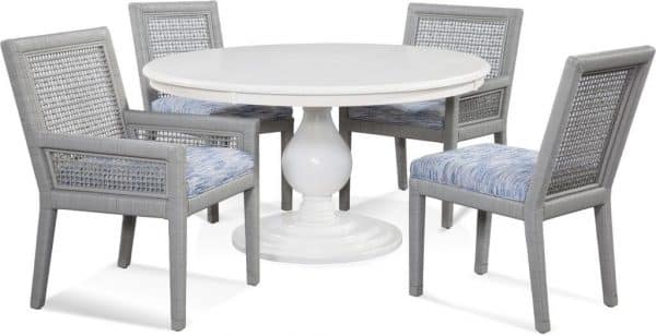 Round Solid Rubberwood Dining Table 48 or 54 Inch Natural Wood Finish