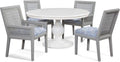 Round Solid Rubberwood Dining Table 48 or 54 Inch Natural Wood Finish