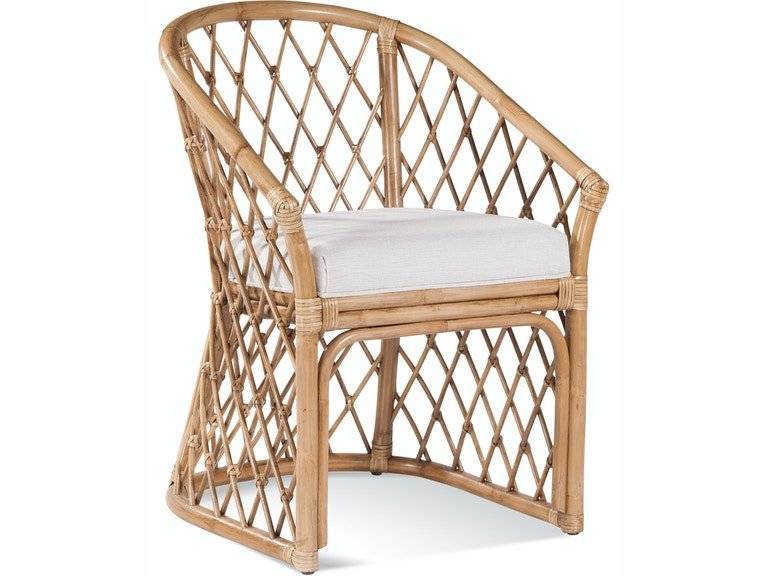 Kent Indoor Rattan Dining Chair with Cushion Blue Woven Arm Chair