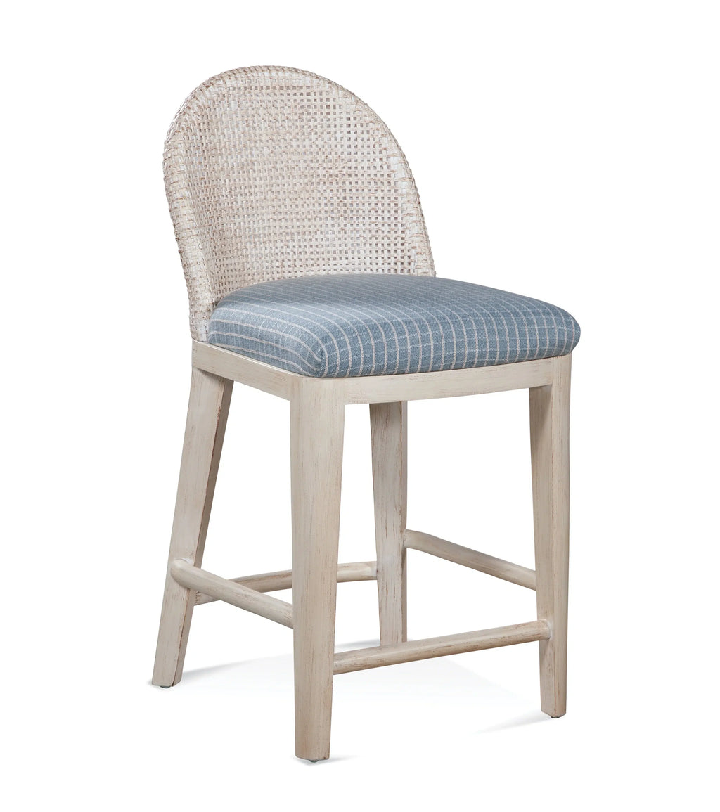 Lawrence Rattan Counter Stool with Upholstered Seat Natural Wood Frame