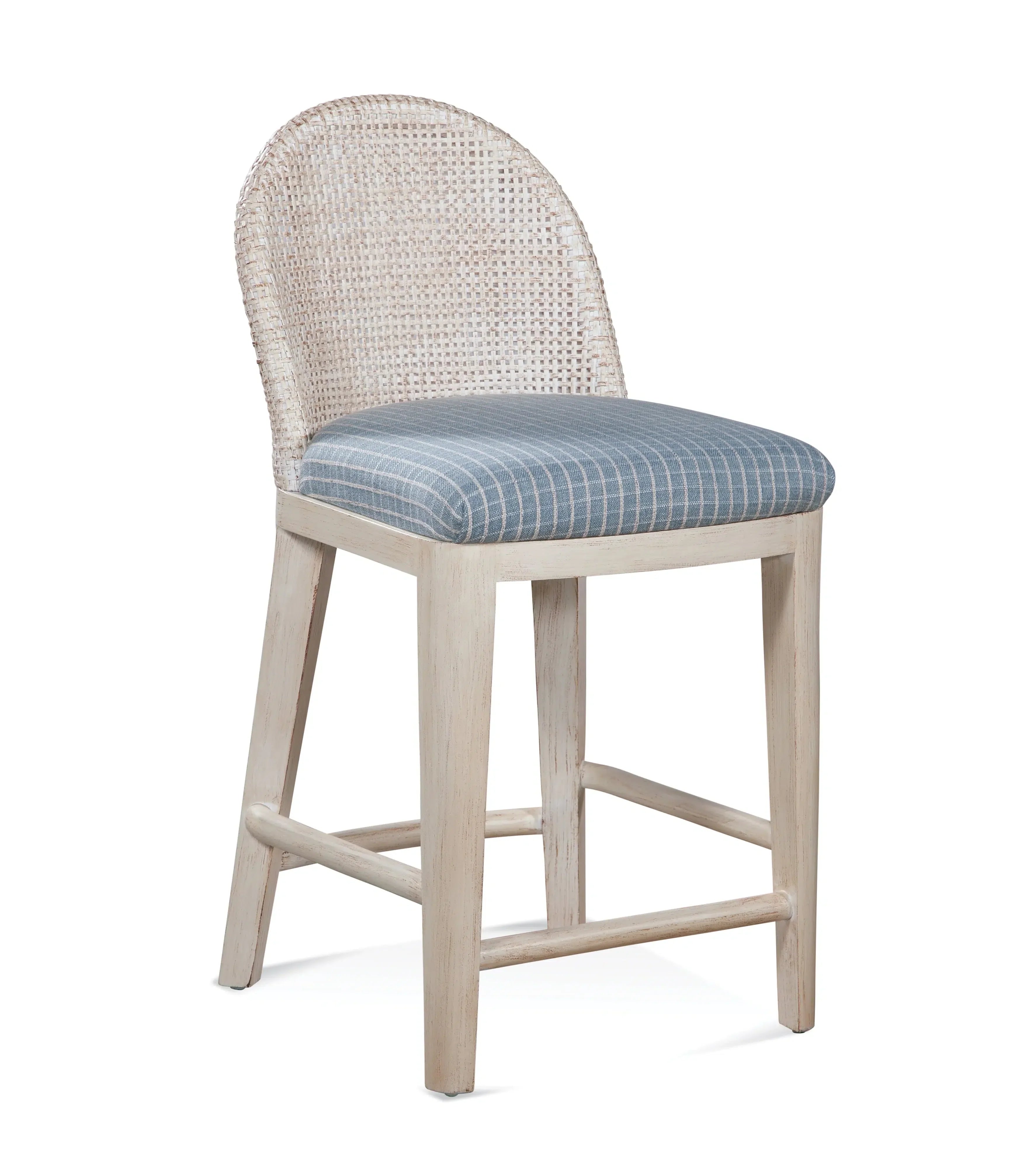 Lawrence Rattan Counter Stool with Upholstered Seat Natural Wood Frame