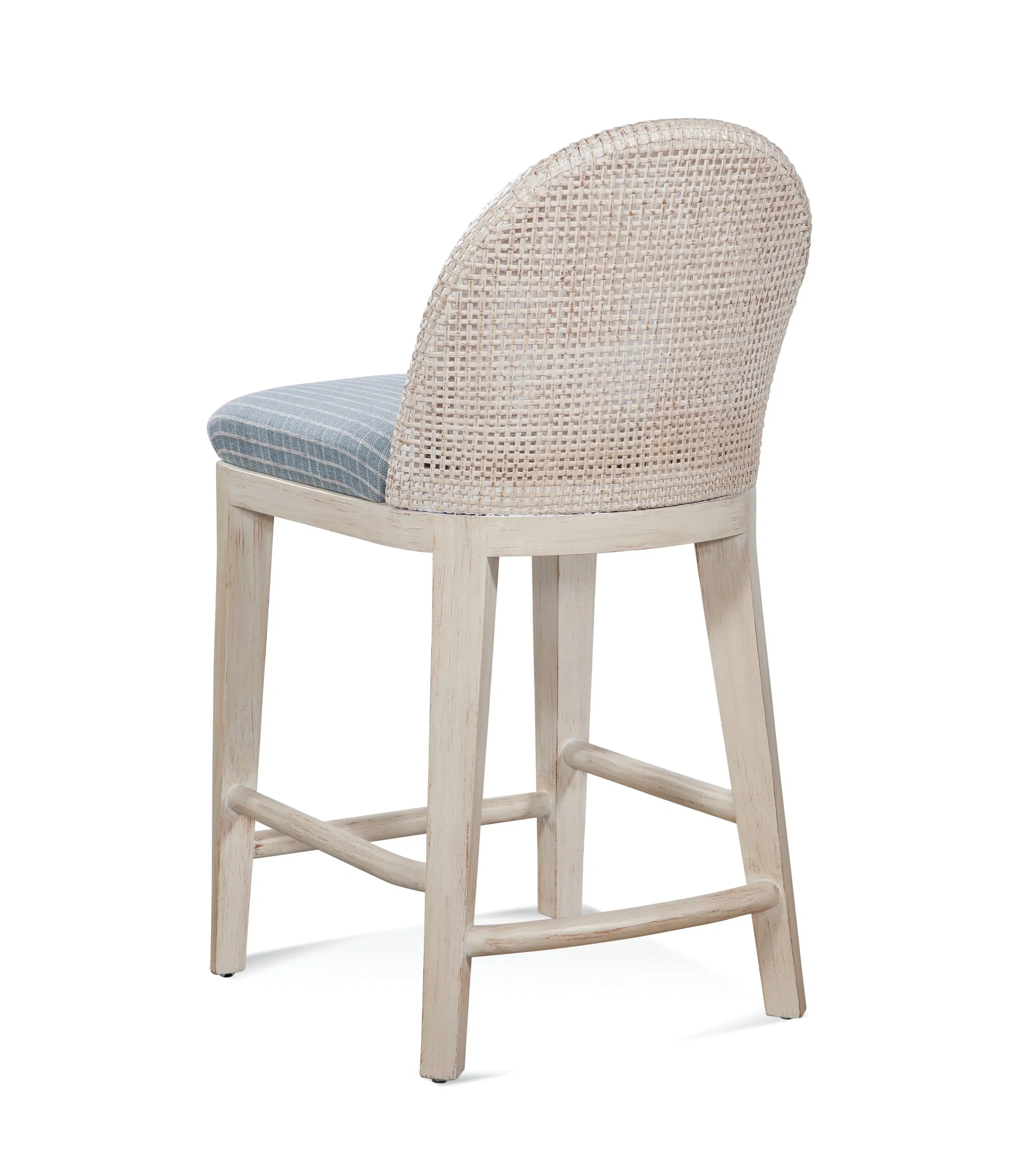 Lawrence Rattan Counter Stool with Upholstered Seat Natural Wood Frame