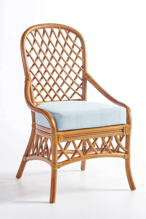 Florida Round Glass-Top Rattan Dining Table Natural Brown