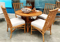 Rattan and Wood Round Dining Table 48 Inch Natural