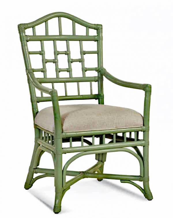 Rattan Wicker Dining Armchair Natural Java Finish Colorful Striped Cushion Indoor