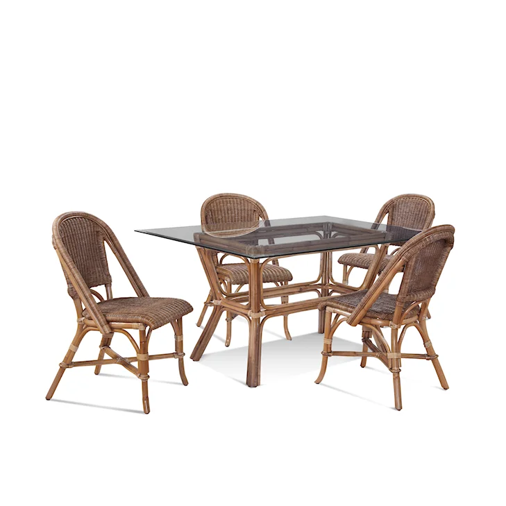 Rattan Dining Side Chair Natural Brown Wicker Indoor Coastal Casual Style