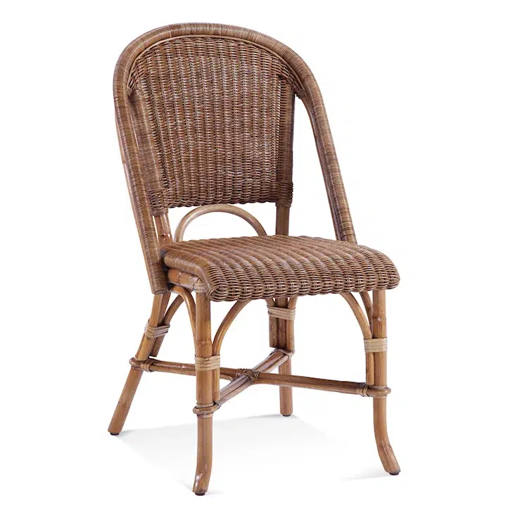 Rattan Dining Side Chair Natural Brown Wicker Indoor Coastal Casual Style