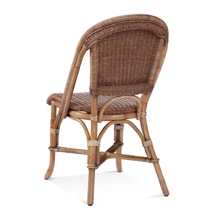 Rattan Dining Side Chair Natural Brown Wicker Indoor Coastal Casual Style