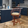Bali Rattan Barstool and Counterstool with Upholstered Seat Brown