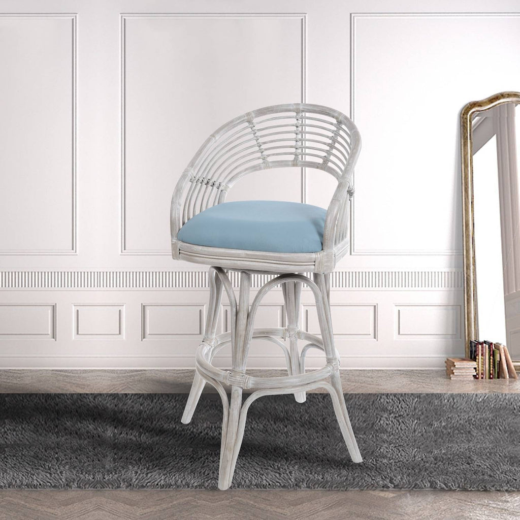 Bali Rattan Barstool and Counterstool with Upholstered Seat Brown