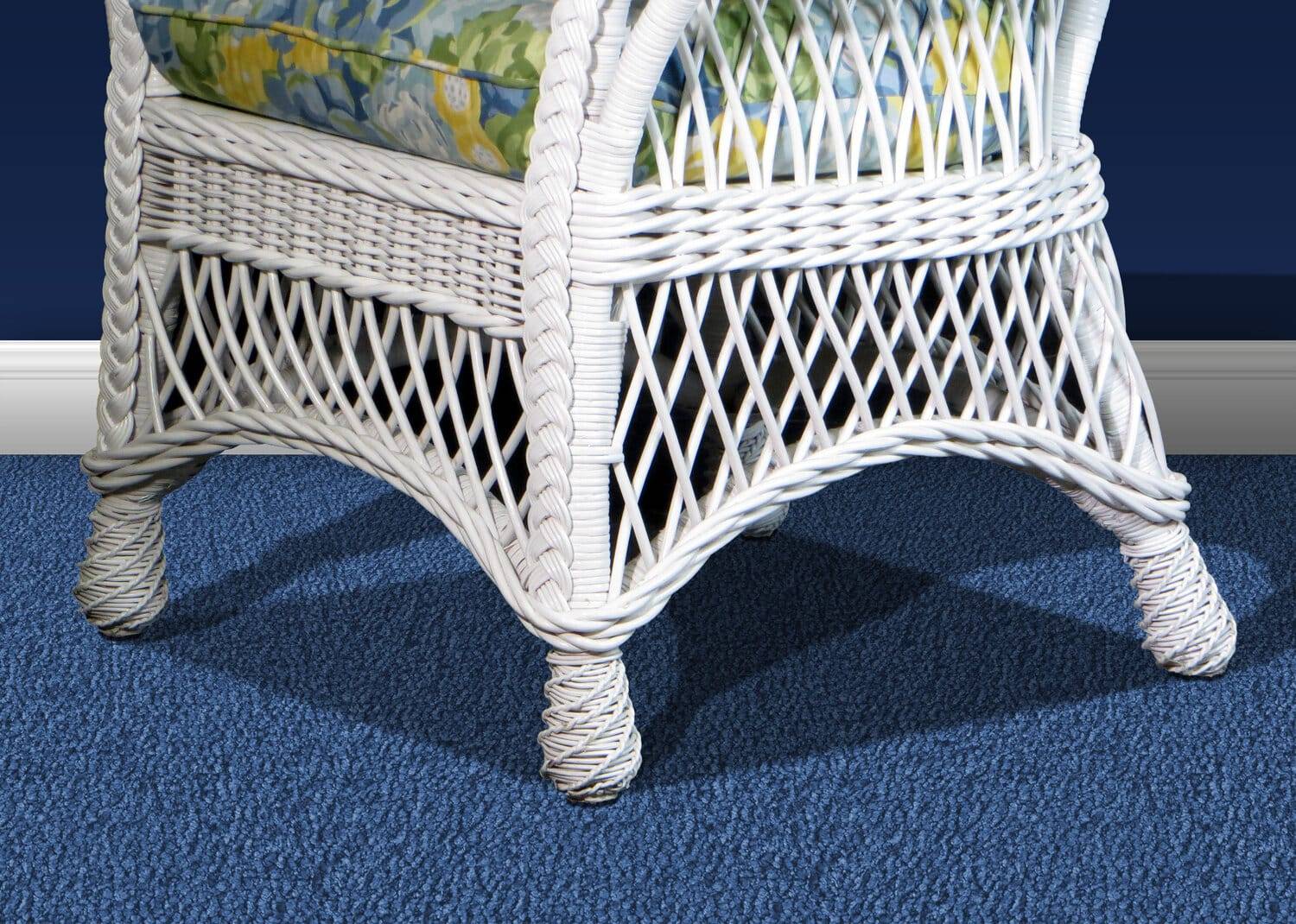 Bar Harbor White Rattan Dining Armchair with Glass Top Table
