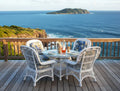 Bar Harbor White Rattan Dining Armchair with Cushion