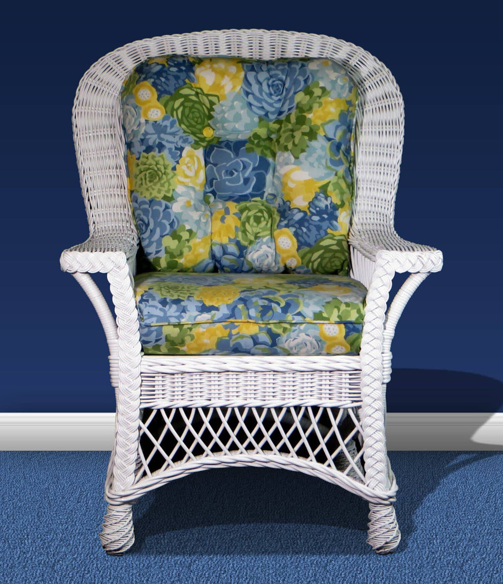 Bar Harbor White Rattan Dining Armchair with Cushion