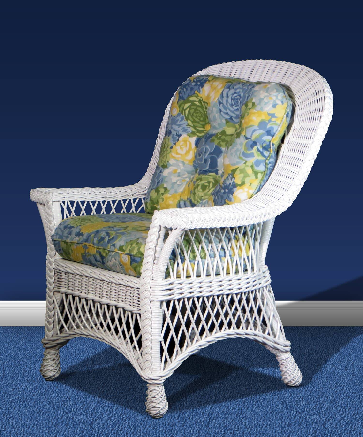 Bar Harbor White Rattan Dining Armchair with Glass Top Table