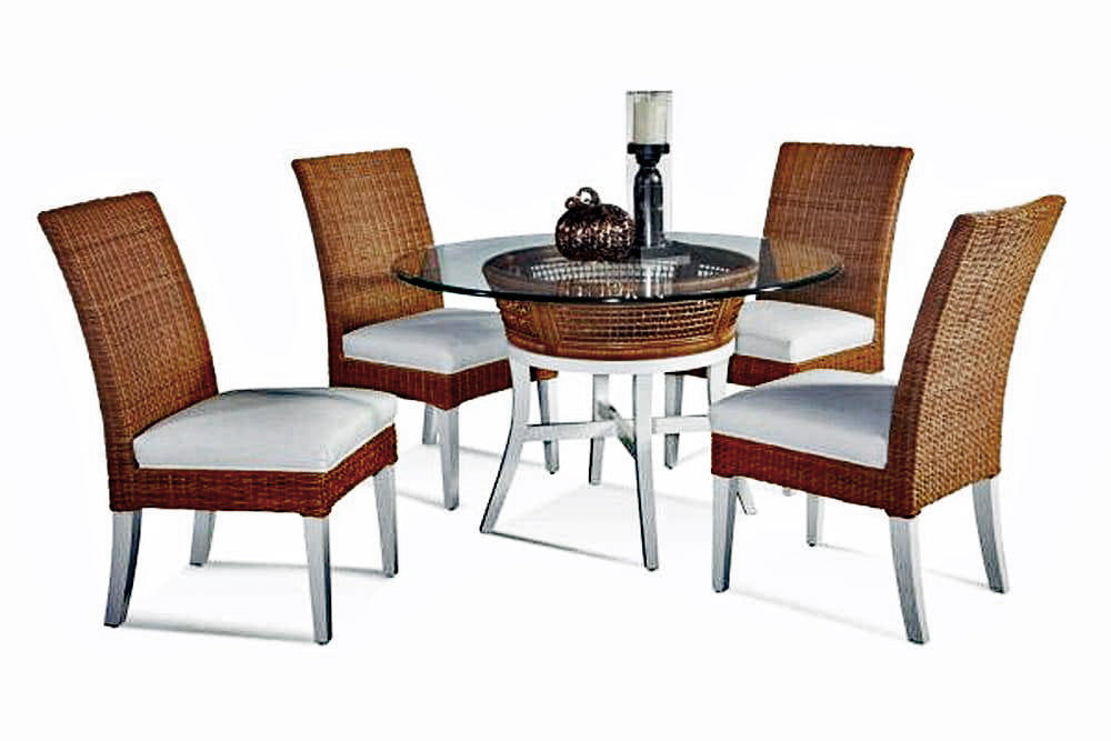Farmhouse Rattan Dining Chair with X-Back and Cushion Seat
