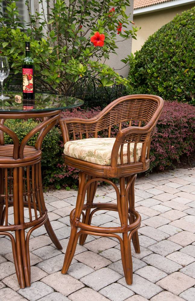 Rattan Swivel Barstool or Counterstool in Sienna Finish