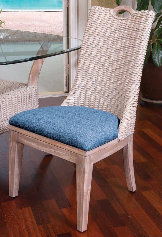 Belize Rattan Dining Chair with Cushioned Seat and Hardwood Frame
