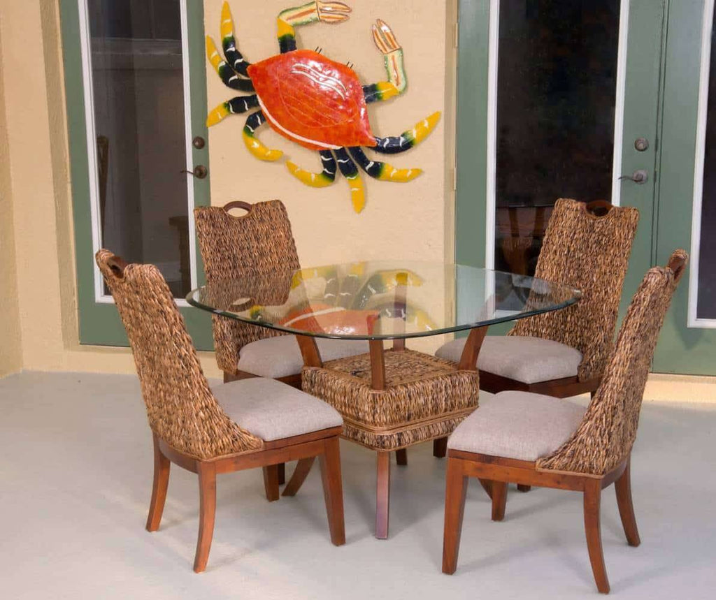 Belize Rattan Dining Chair with Cushioned Seat and Hardwood Frame