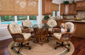 Rattan Swivel-Tilt Caster Dining Chair Sienna Brown Finish