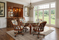 Rattan Round Beveled Glass-Top Dining Table Sienna Finish
