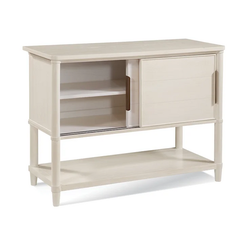 Buffet de rangement Clair en bois blanc à deux portes avec étagères réglables