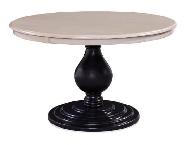 Rattan Wicker Round Pedestal Dining Table 48 Inch Gray White