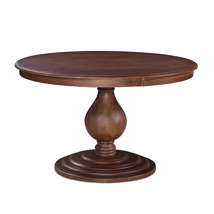 54" Round Pedestal Dining Table Classic Wood Finish Seats 6