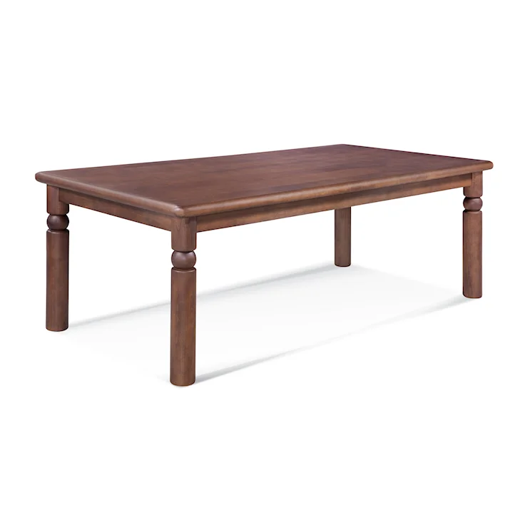 Rectangular Solid Wood Dining Table for 6, Brown Turned Leg Transitional Style