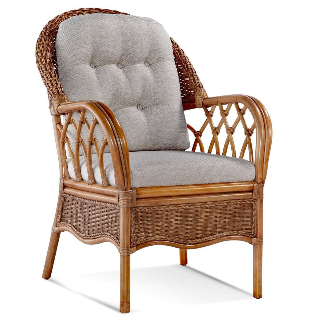 Coastal Rattan Wicker Dining Arm Chair Natural Brown