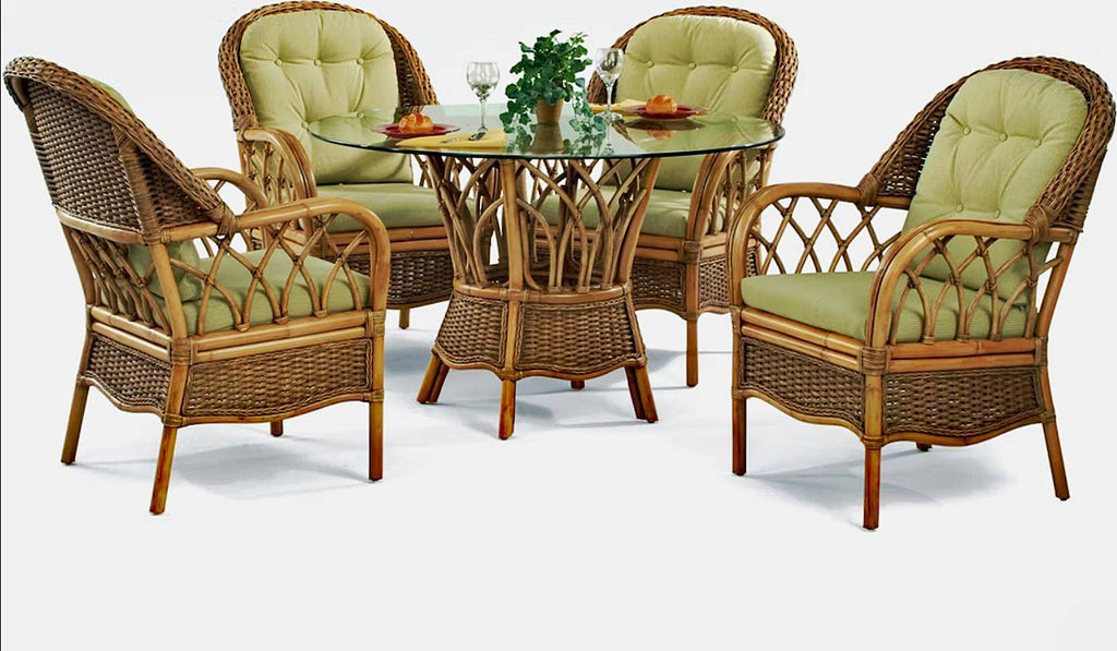 Coastal Rattan Wicker Dining Arm Chair Natural Brown