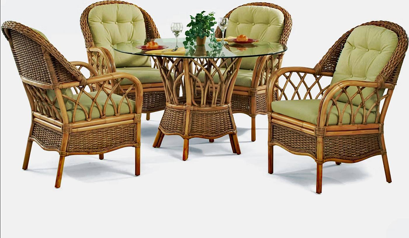 Coastal Rattan Wicker Living Room and Dining Furniture Natural Brown