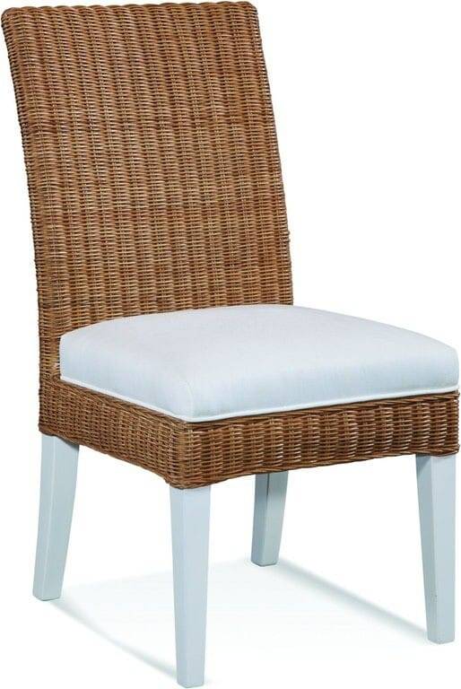 Farmhouse Rattan Dining Chair with X-Back and Cushion Seat