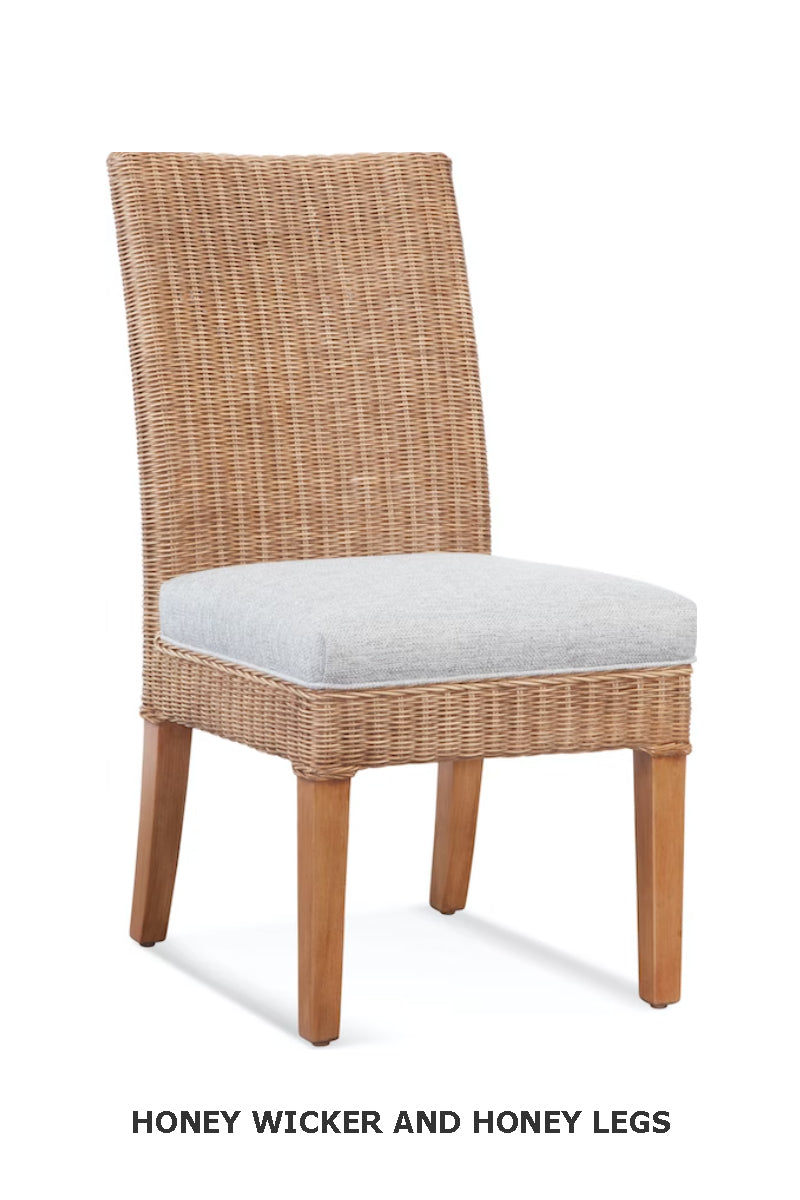 Farmhouse Rattan Dining Chair with X-Back and Cushion Seat