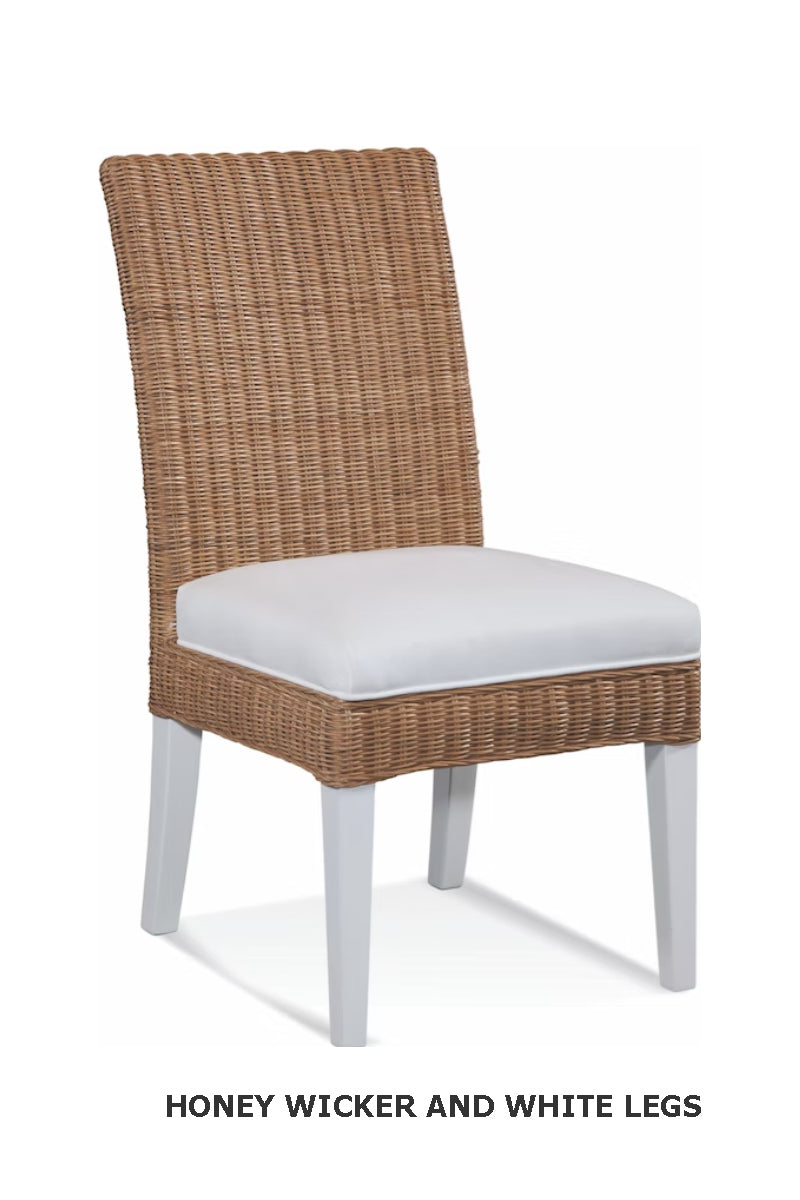 Farmhouse Rattan Dining Chair with X-Back and Cushion Seat