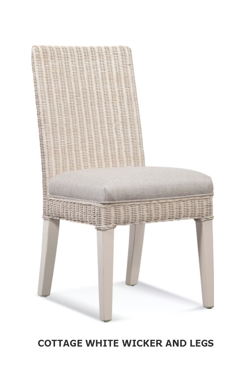 Farmhouse Rattan Dining Chair with X-Back and Cushion Seat
