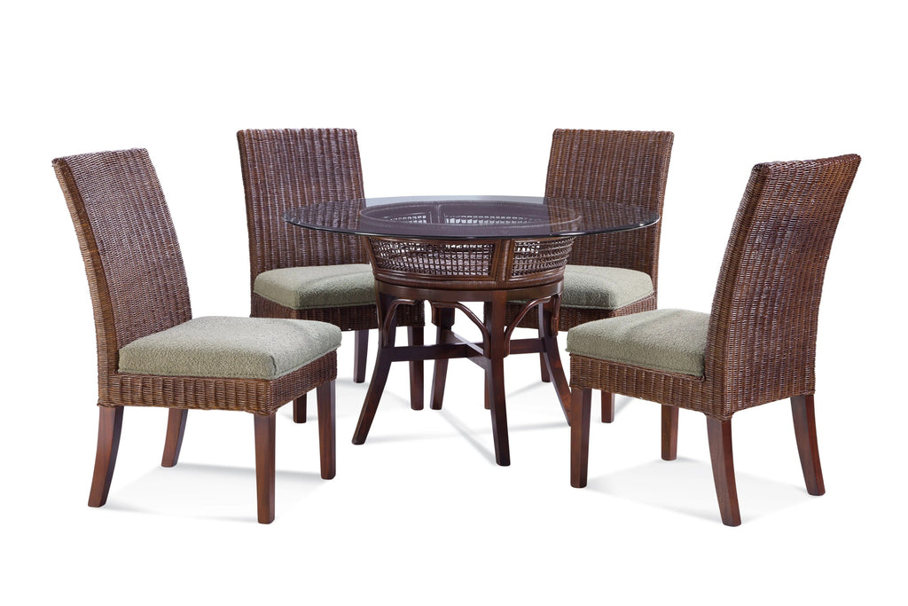 Farmhouse Rattan Dining Chair with X-Back and Cushion Seat