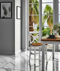 Tabouret de bar à dossier croisé avec assise en bois, fini naturel clair