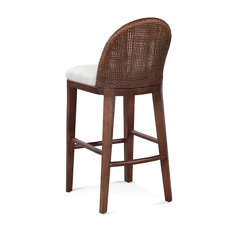 Lawrence Upholstered Rattan Bar Stool with Solid Wood Frame Natural