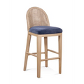 Lawrence Upholstered Rattan Bar Stool with Solid Wood Frame Natural