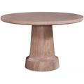 Round Solid Wood Pedestal Dining Table Natural Brown Finish Seats 4