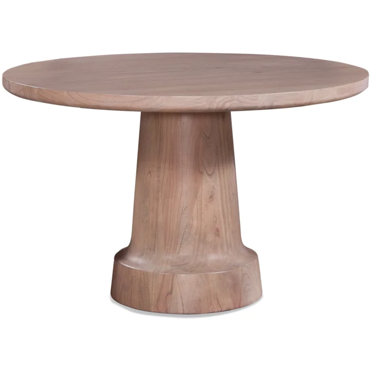 Round Solid Wood Pedestal Dining Table Natural Brown Finish Seats 4