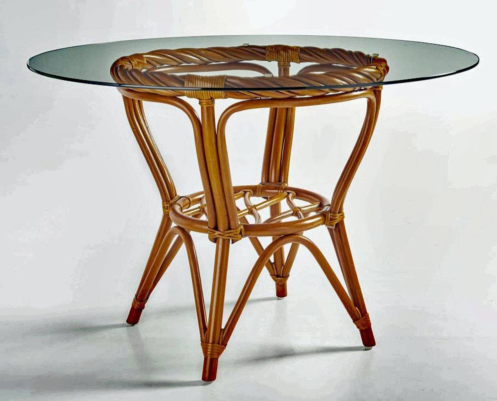 New Twist Round Rattan Dining Table with Antique Honey Finish