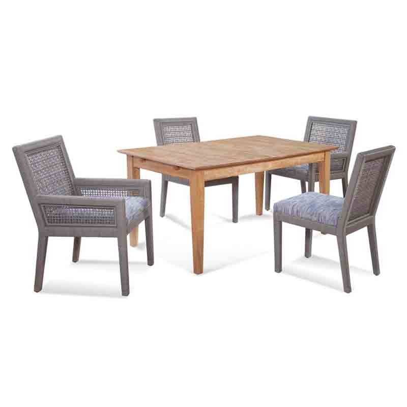 Rattan Wicker Rectangle Extension Dining Table Natural Brown Finish