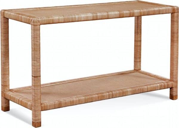 Étagère en rotin et osier à tablettes ouvertes brun naturel