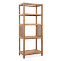 Pine Isle Rattan Wicker Etagere Bookcase Natural Brown 5-Shelf