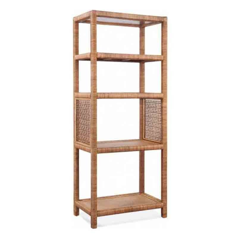 Pine Isle Rattan Wicker Etagere Bookcase Natural Brown 5-Shelf