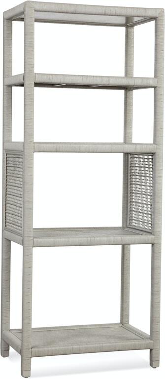 Pine Isle Rattan Wicker Etagere Bookcase Natural Brown 5-Shelf