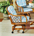 Rattan Swivel-Rock Caster Dining Chair Natural Woven Finish