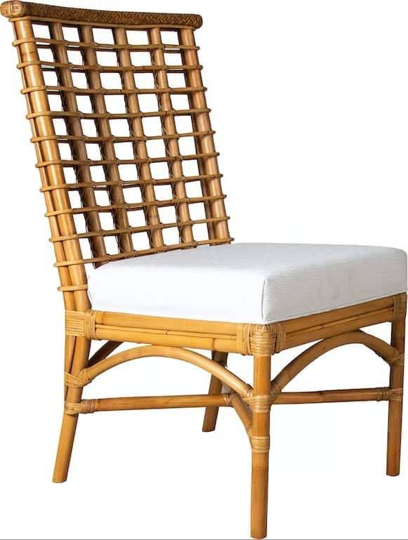 Rattan and Wood Round Dining Table 48 Inch Natural